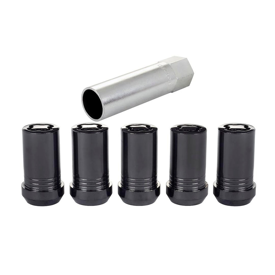 McGard Premium Wheel Lock, 14 mm x 1.50 Thread, Closed End, Cone Seat, Key Included, Black Chrome, Set of 5 (25515BK)