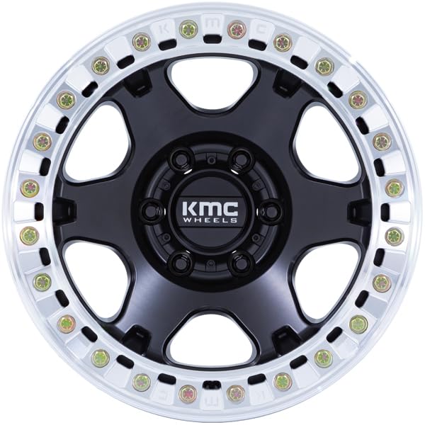 KMC 17X9 VI BEADLOCK 5X5.04.53-12mm SATIN BLACK W/MACHINED RING - KM238MD17905012N
