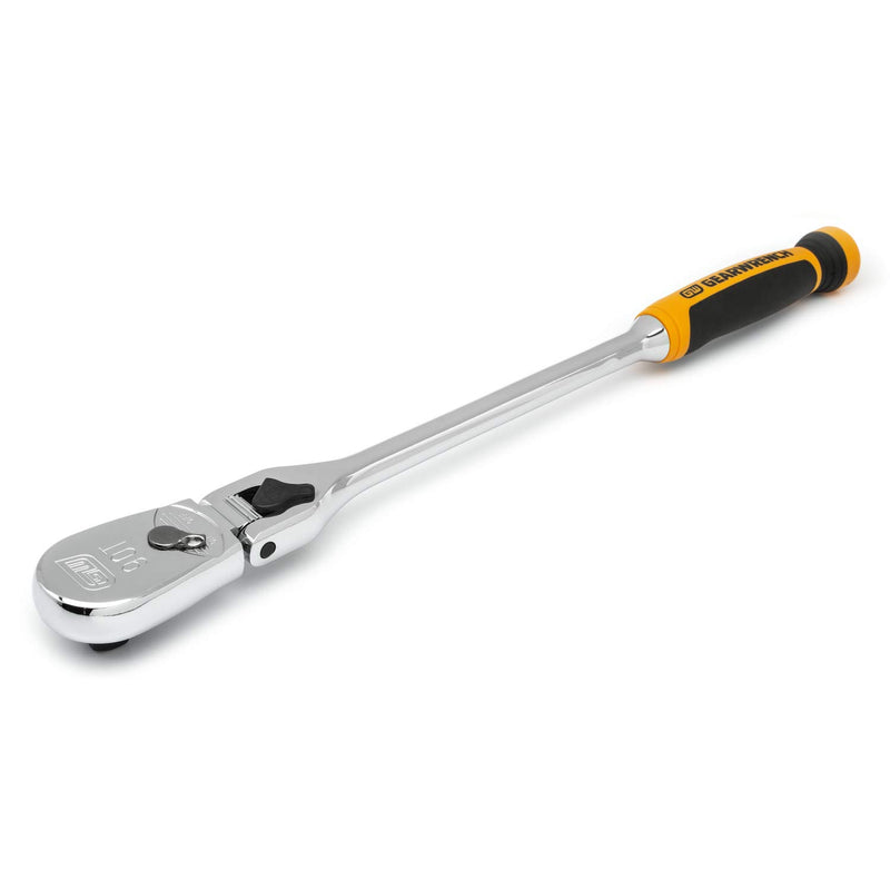 GEARWRENCH 90 Tooth 1/2" Drive Dual Material Locking Flex Head Teardrop Ratchet 17" - 81371T, Multi, One Size