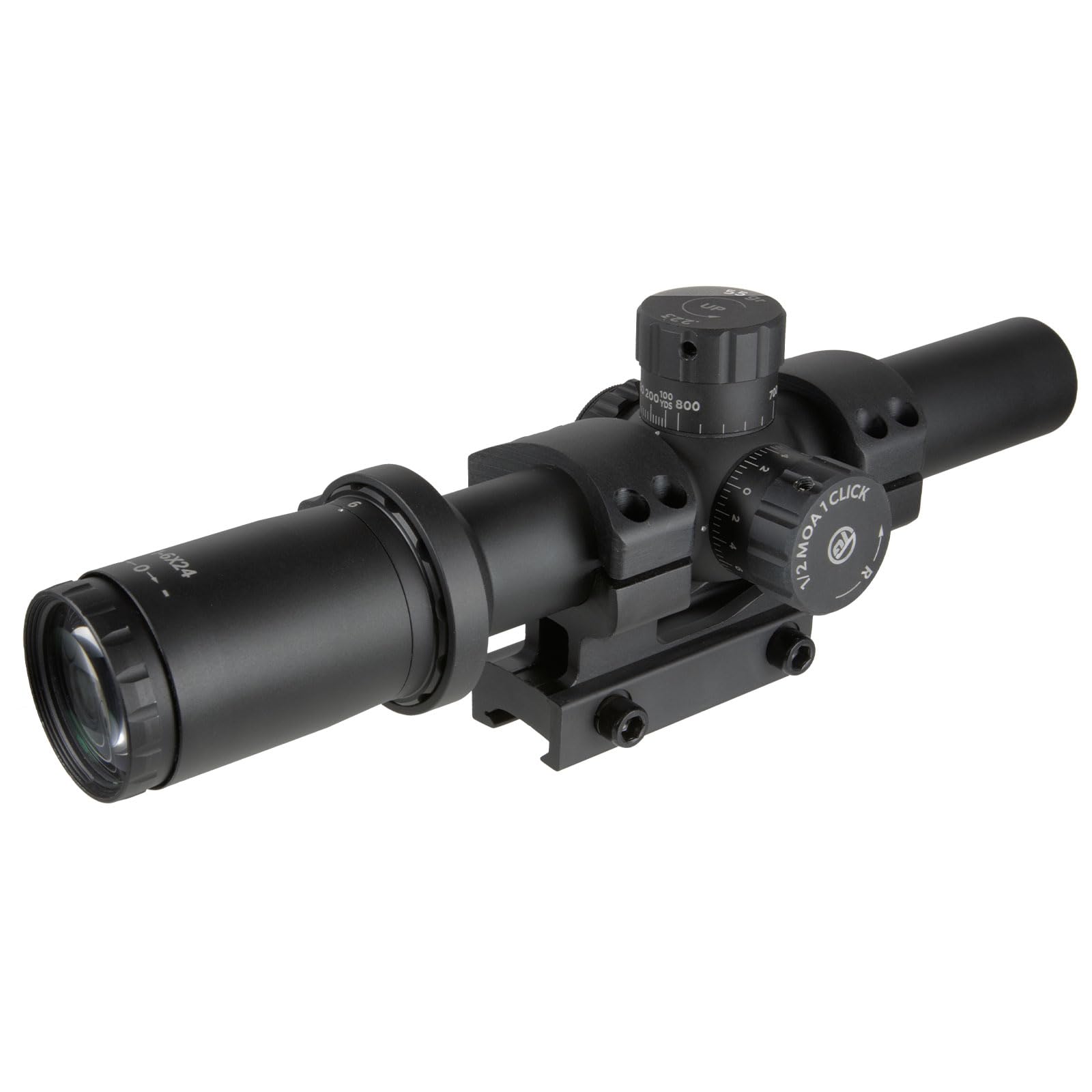 Omnia TRUGLO Tactical Hunting Shooting Durable Fogproof Shock Resistant 30mm One-Piece Aluminum Tube Illuminated All Purpose Tactical Reticle Riflescope | Flip-Up Lens Cap Included | 6 1-6X24 30MM
