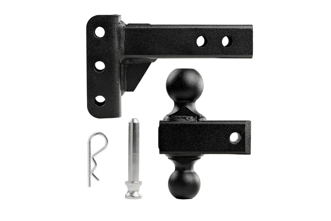 2.0" Adjustable BulletProof Hitches Light Duty Trailer Hitch (10,000 lb. Rating) - 2" Drop/Rise Trailer Hitch with 2" & 2-5/16" Dual Ball - Powder Coat, Box Steel, Corrosion-Resistant