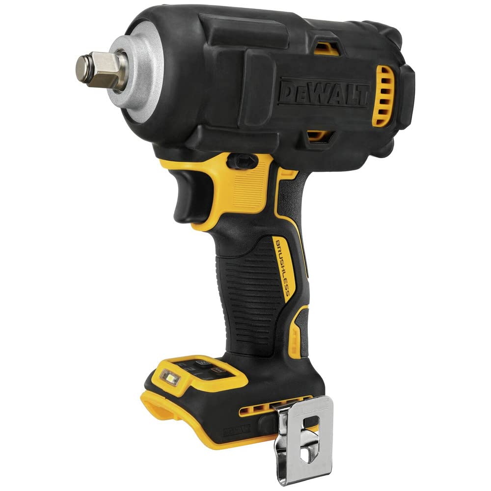 DEWALT 20V MAX Cordless Impact Wrench, Hog Ring 1/2', Includes LED Work Light and Belt Clip, Bare Tool Only (DCF891B)