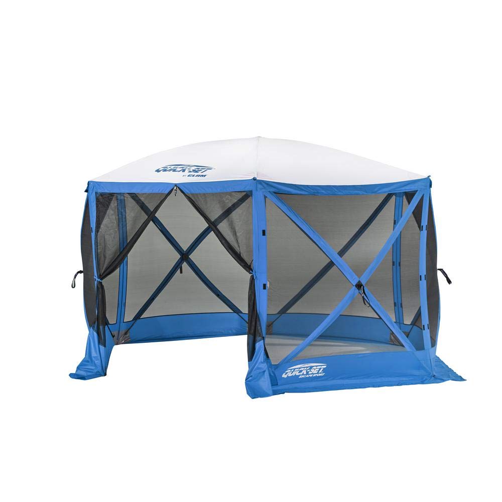 Escape Sport Quick-Set Screen Shelter – 8-Person Pop-Up Canopy Tent, 60-Second Setup, UV & Bug Protection, Reinforced for Hard Surfaces – Blue/White Outdoor Shelter for Tailgating & Events