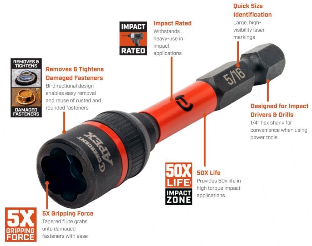Bolt Extractor, Apex Vortex 5/16" Hex (CAVBX2D20)