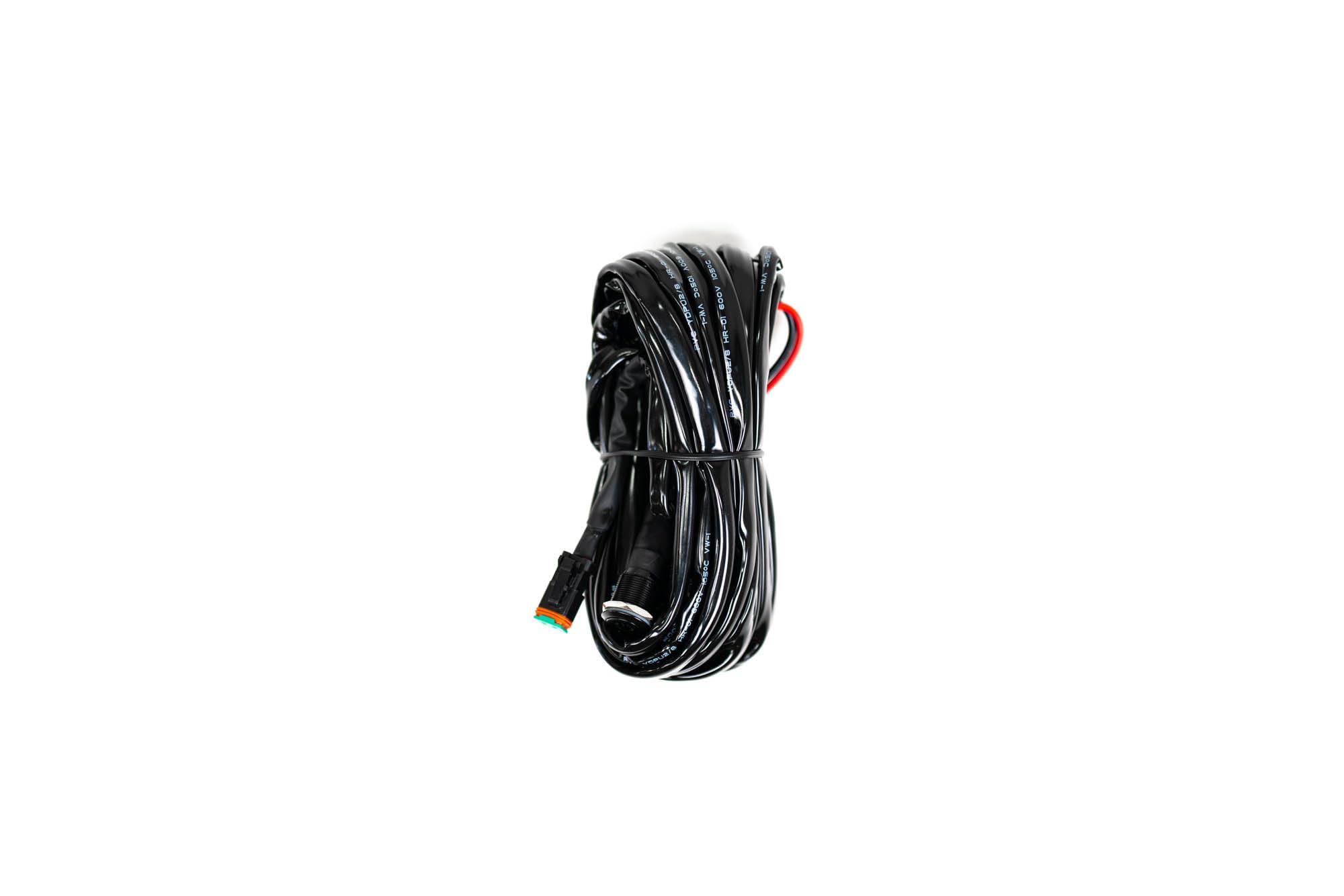 40 Amp DV8 Offroad Wire Harness with DT Connector & Switch | 14-Gauge Wire Build | Utilizes 40A Fuse w/a 60A Relay | 10' Lead w/ 2-Pin Male Deutsch Connector Plug | 8' Lead w/Switch