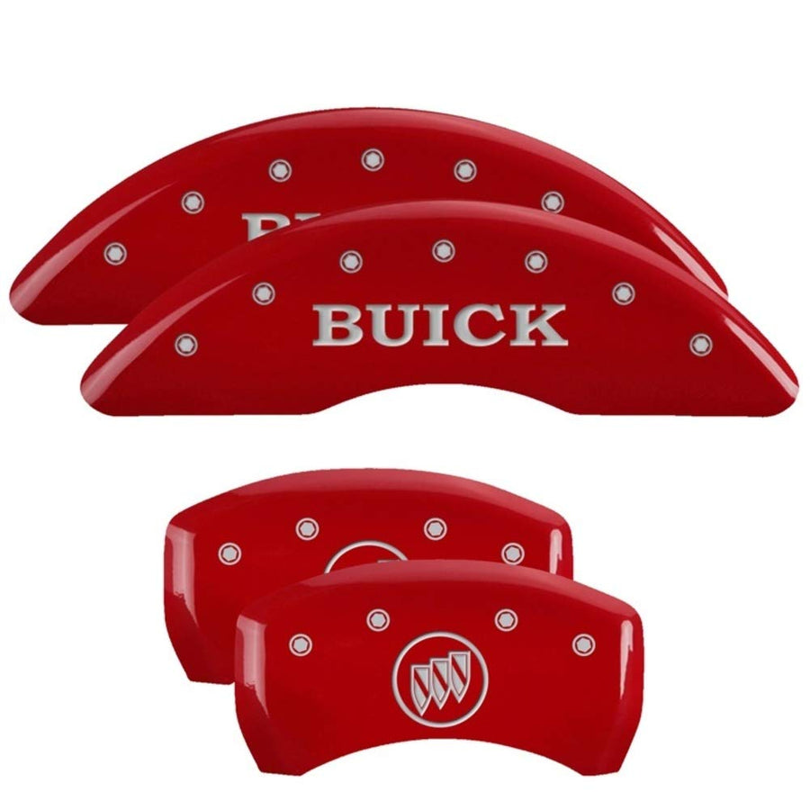 MGP Caliper Covers Buick/Buick Shield Logo Red Powder Coat Finish, Silver Characters 49013SBSHRD, Set of 4