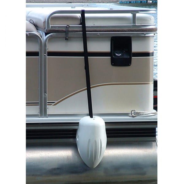 Taylor Made Fender for Boats Pontoon, Molded-In Ridge Hook Design, Contoured Shape Hugs Rail Profile, Securing Straps Included, American Made, Silver Mist – 2020108238 9" x 16"