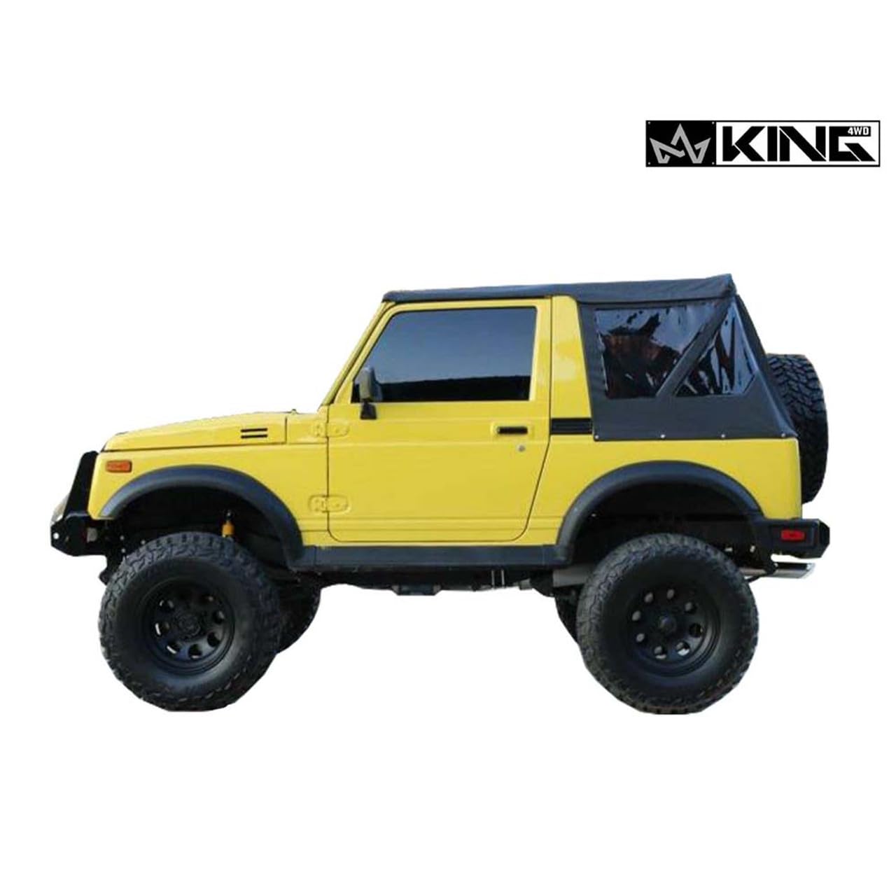 4WD King Premium Replacement Soft Top - Black Diamond Material with 31% Tinted Windows - Suitable for Suzuki Samurai 1986-1994 - Requires Factory Original Soft Top Hardware