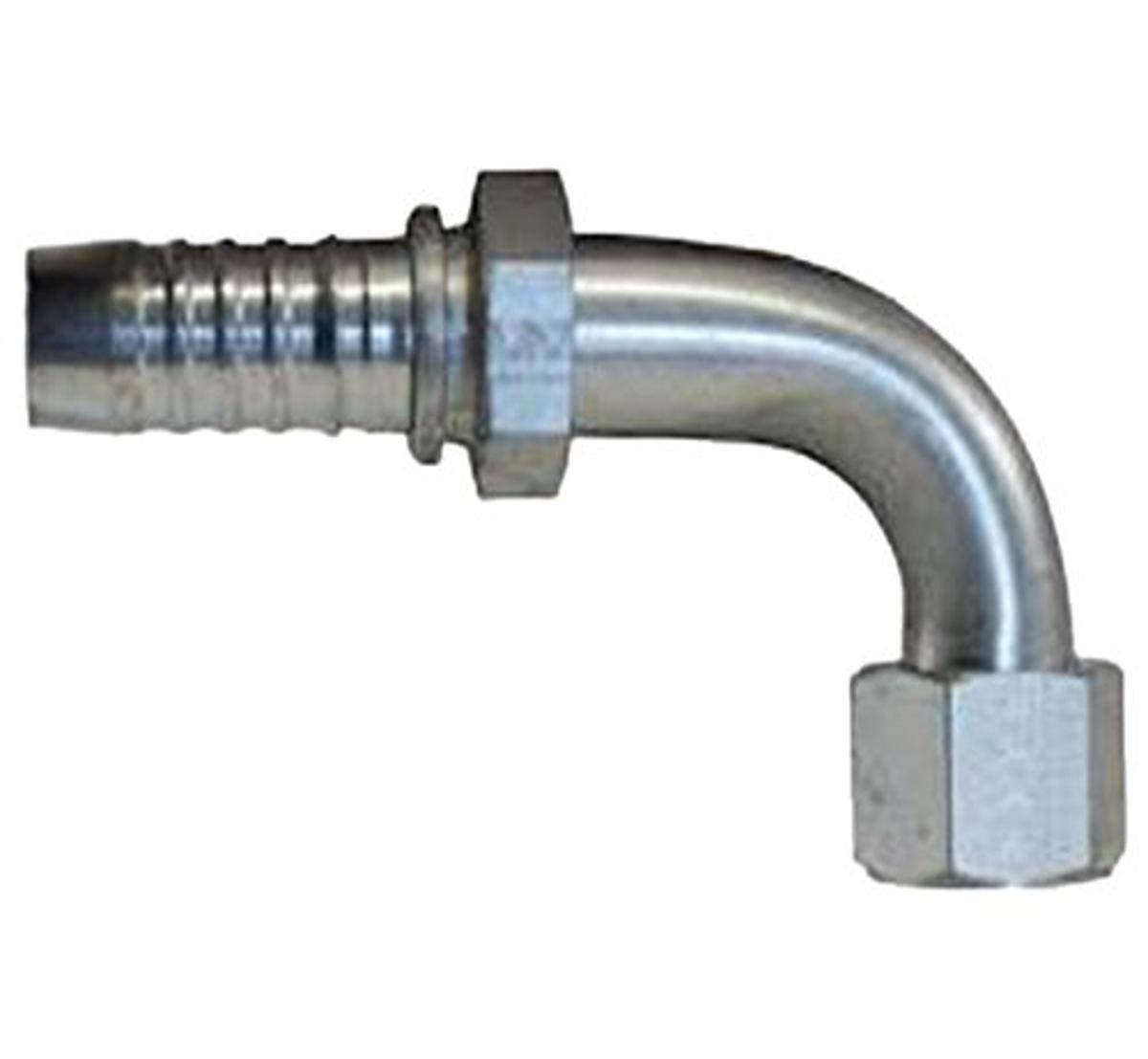 GlobalSpiral Couplings Gates 8GS-8FJX90M, Female JIC 37° Flare Swivel, Zinc Plated Carbon Steel, 3.62", 90° Bent Tube, 1/2" ID