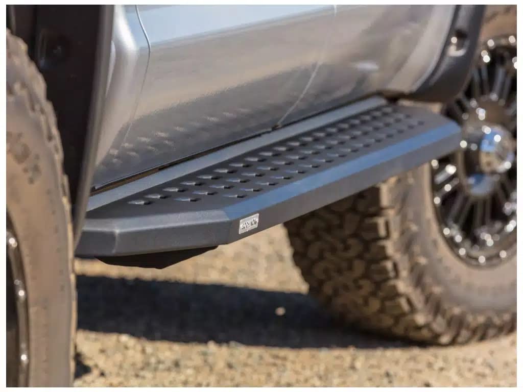 RB20 Running Boards & Brackets Go Rhino | Galvanized Steel, Textured Black | 69451687PC | Fits 2020-2024 Jeep Gladiator JT, 4-Door