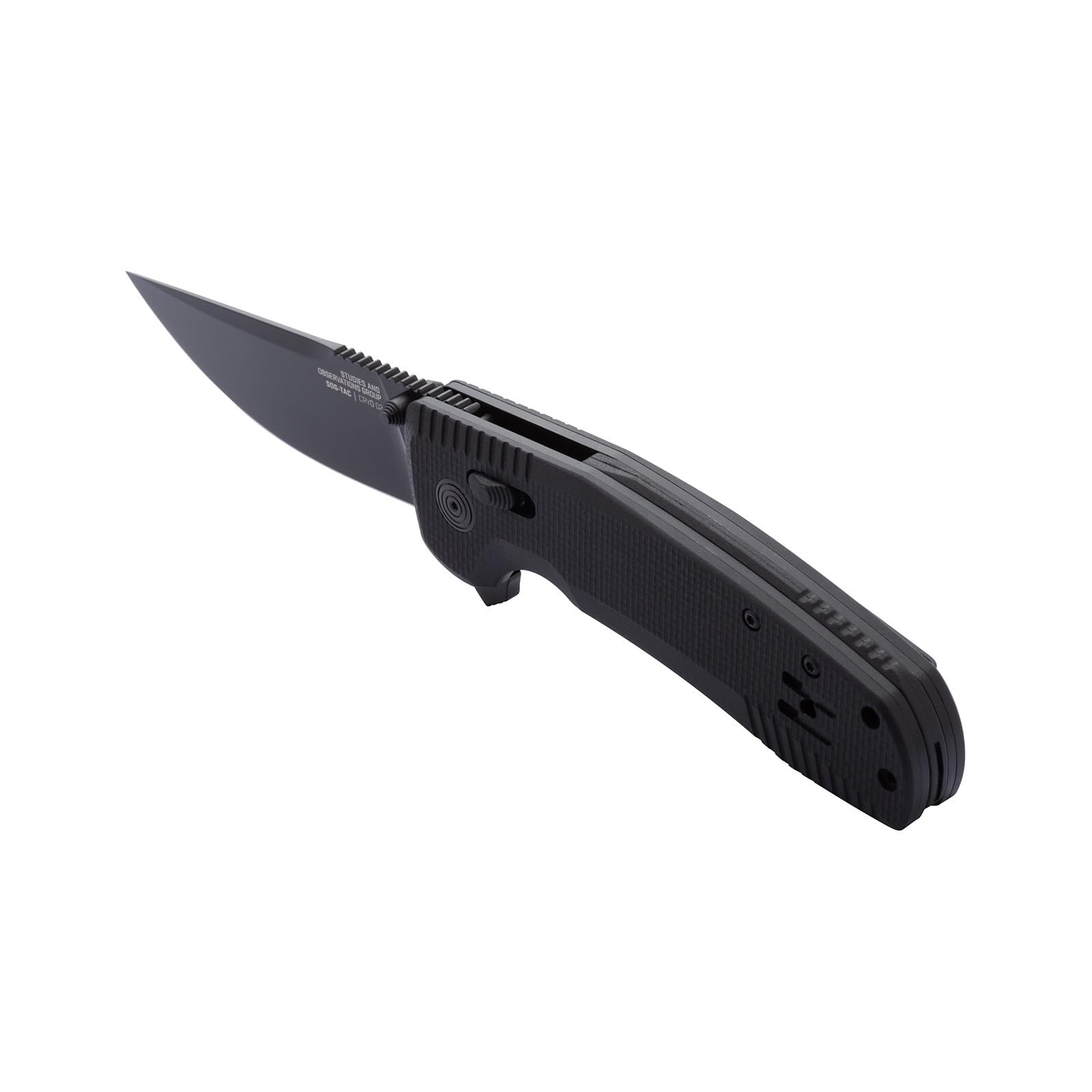 SOG TAC XR Folding Knife | 3.4" D2 Tool Steel Blade & Ultra-Grip G10 Handle | Ambidextrous Single-Handed Use, Blackout