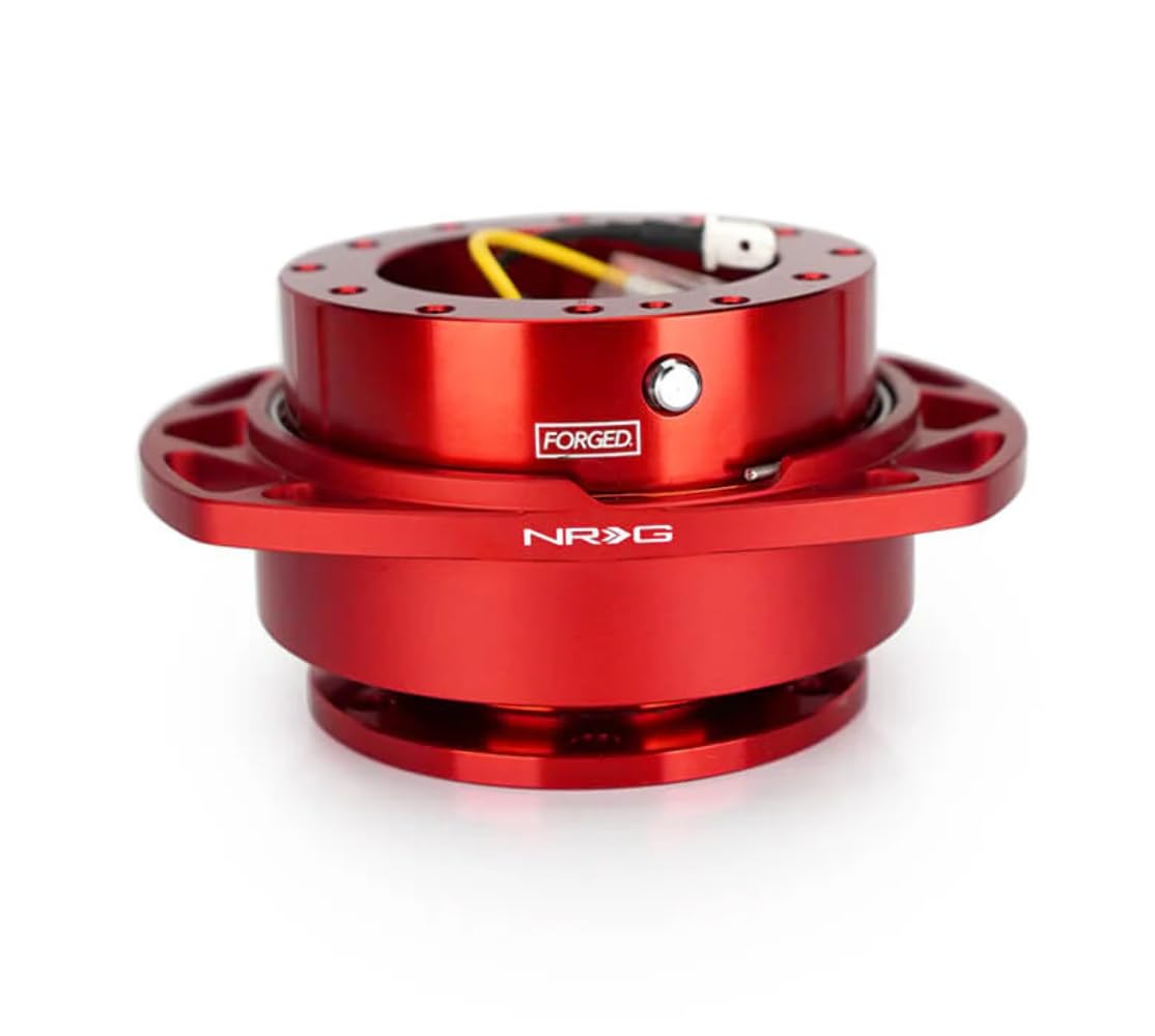 NRG Innovations Gen 2.0 NRG-SRK-257RD-RD Steering Wheel Quick Release Kit Adapter, Red Body/Red Cutout Ring 6x70mm & 6x74mm Bolt Pattern