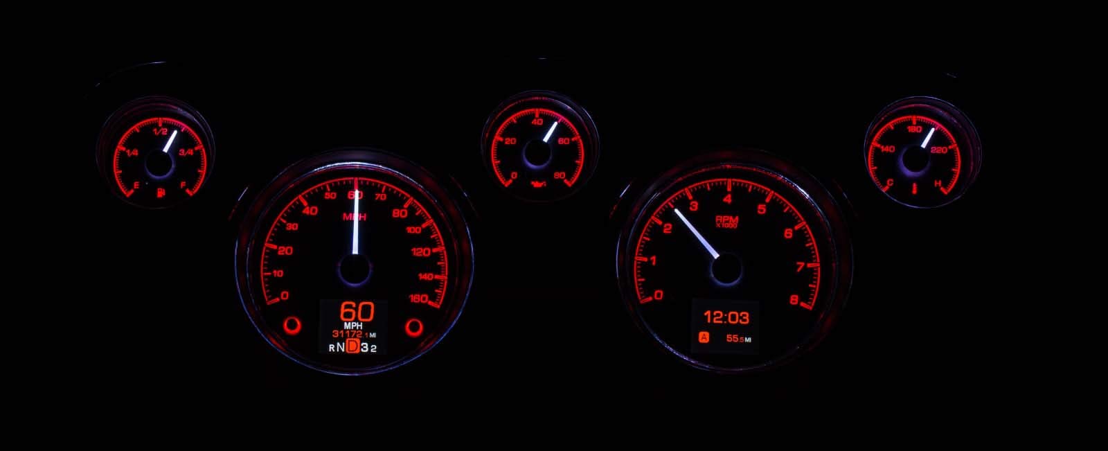 Customizable Dakota Digital Gauges Kit 67 68 Ford Mustang Silver HDX-67F-MUS-S