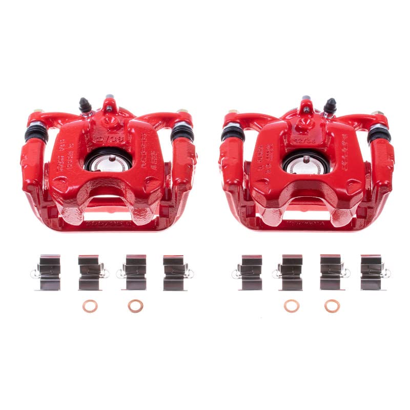 Power Stop Pair of High-Temp Red Powder Coated Rear Calipers For Fiat 500X 2016-2023, Jeep Renegade 2015-2023 [Model Specific]