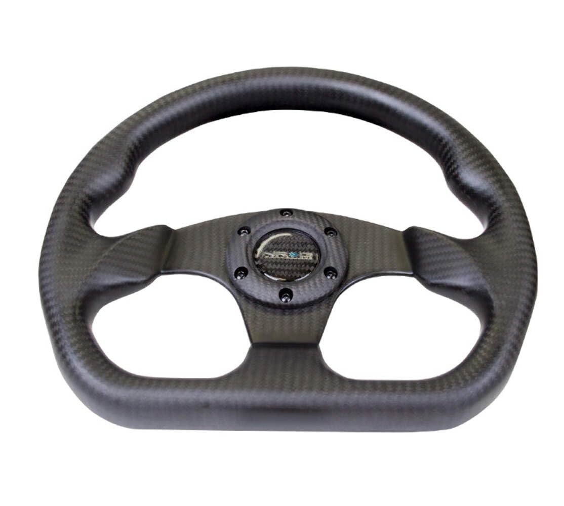 NRG Innovations Steering Wheel NRG-ST-009CF-MB - Matte Black CARBON FIBER STEERING WHEEL 320mm FLAT BOTTOM