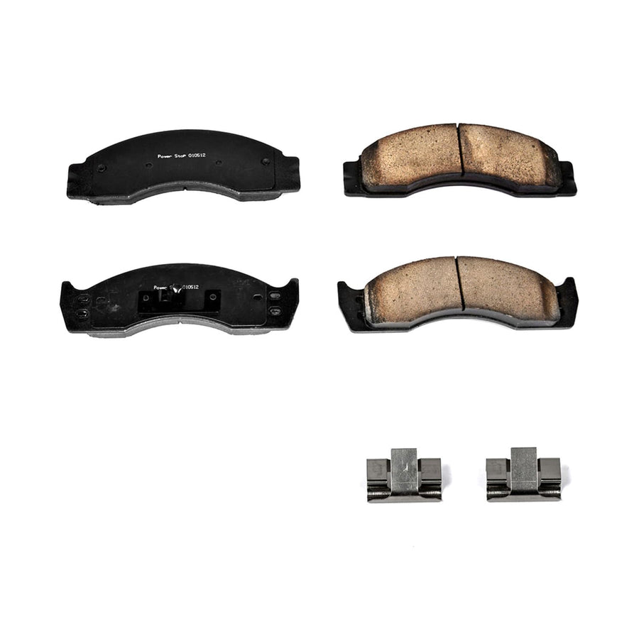 Power Stop Front Brake Kit For E-450 Ford Econoline Super Duty 2001-02 |Econoline Super Duty 1996-99 |F-53 Motorhome Chassis 1988-97 - Ceramic Brake Pads With Installation Hardware, 17-411