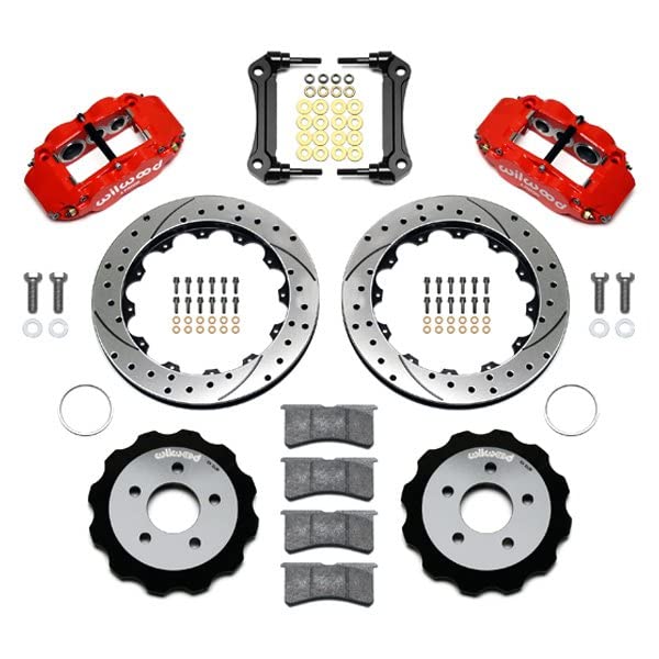 Wilwood Superlite Narrow 6R Front Hat Kit 13.06 Drilled Red 1964-1970 Ford Mustang w/DSE Suspension