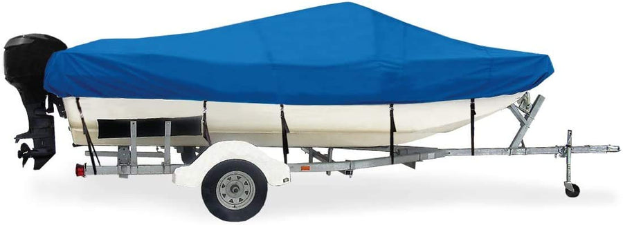 Trailerite Semi-Custom Boat Cover for Modified Tri-Hull Boats with Inboard/Outboard Motor, Pacific Blue Taylor Made Products (16'5" - 17'4" CL x 86" B)