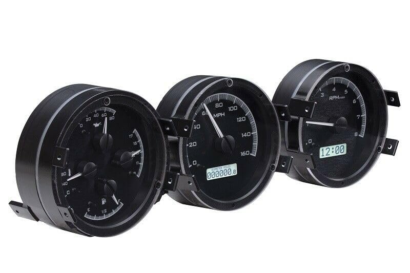 Dakota Digital VHX Analog Gauge System Black Alloy White Backlighting Compatible with 1968 Oldsmobile Cutlass, F-85 and 444 VHX-68O-CUT-K-W
