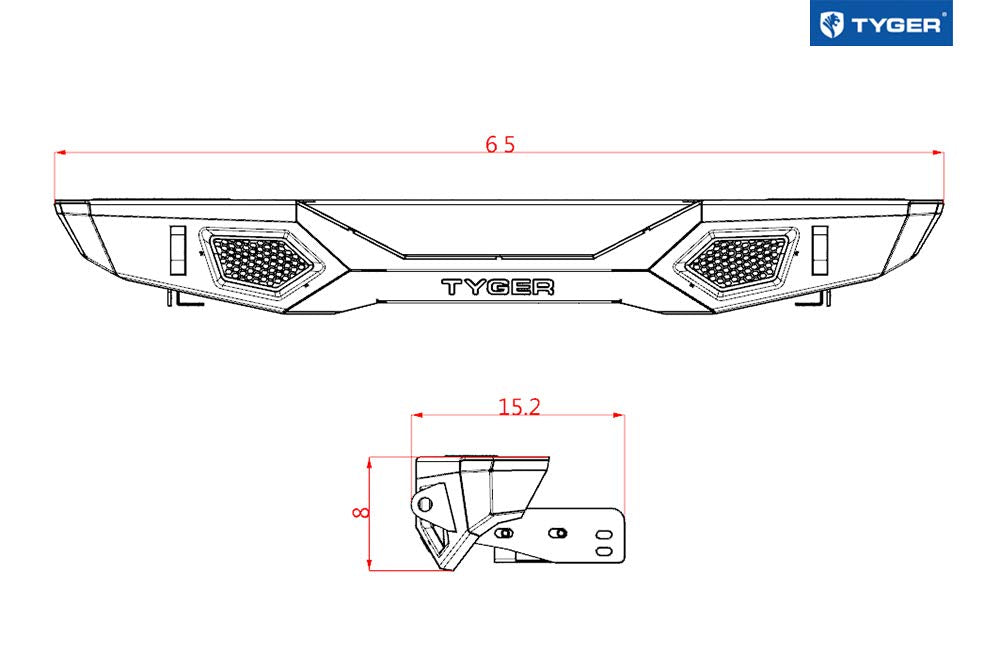 Tyger Auto TG-BP9J80098 Rear Bumper Tyger Fury with D-Ring Mounts Textured Black Compatible with 2007-2018 Jeep Wrangler JK (Exclude JL)