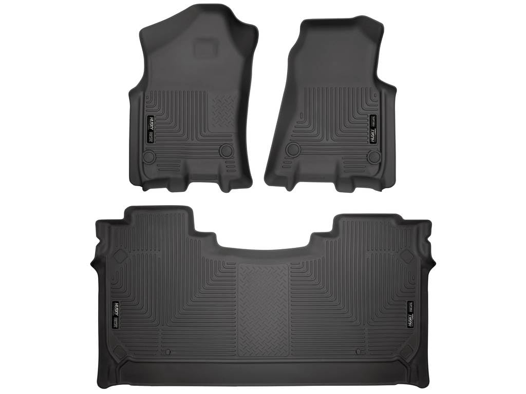 Husky Liners Floor Mats Weatherbeater | Fits 2019 - 2024 Ram 1500 Crew Cab w/ Factory Underseat Storage | Front & 2nd Row, 3-pc Black - 94001