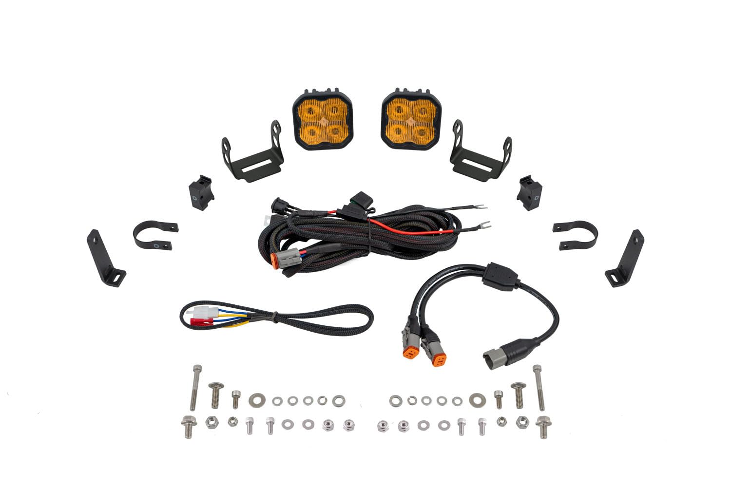 Diode Dynamics 1.5 Inch SS3 Universal Bumper Roll Bar Light Kit, Yellow SAE Fog Max