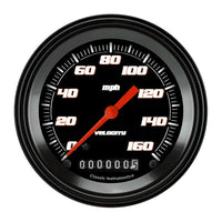 Velocity Classic Instruments Black 3 3/8" Speedometer VS55BBLF 160MPH