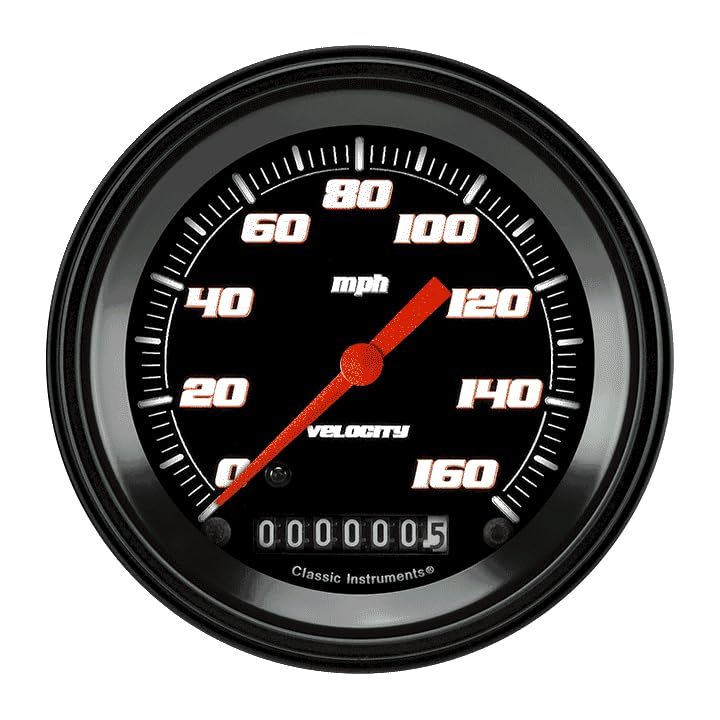 Velocity Classic Instruments Black 3 3/8" Speedometer VS55BBLF 160MPH