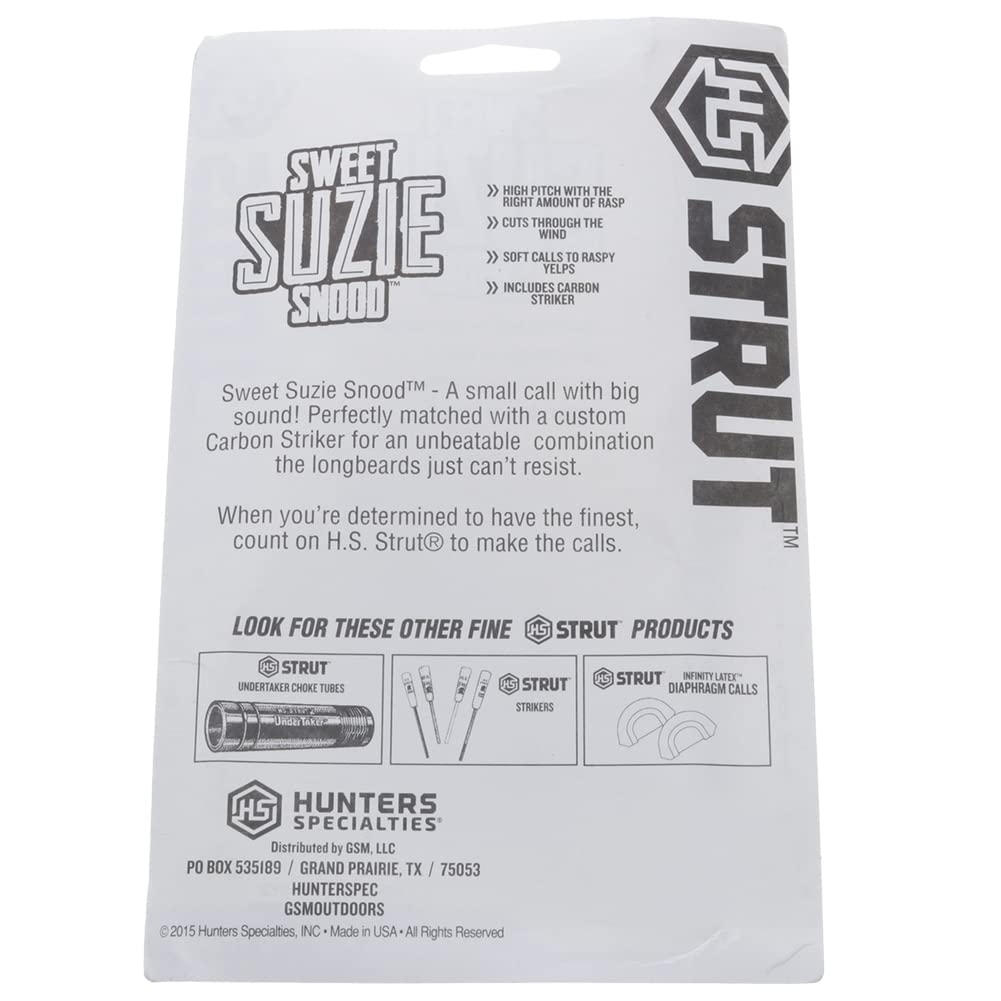 HUNTERS SPECIALTIES Sweet Suzie Snood HS Strut Rasp Soft Seductive Cutting Calls Yelps Hen Turkey Glass Pot Call