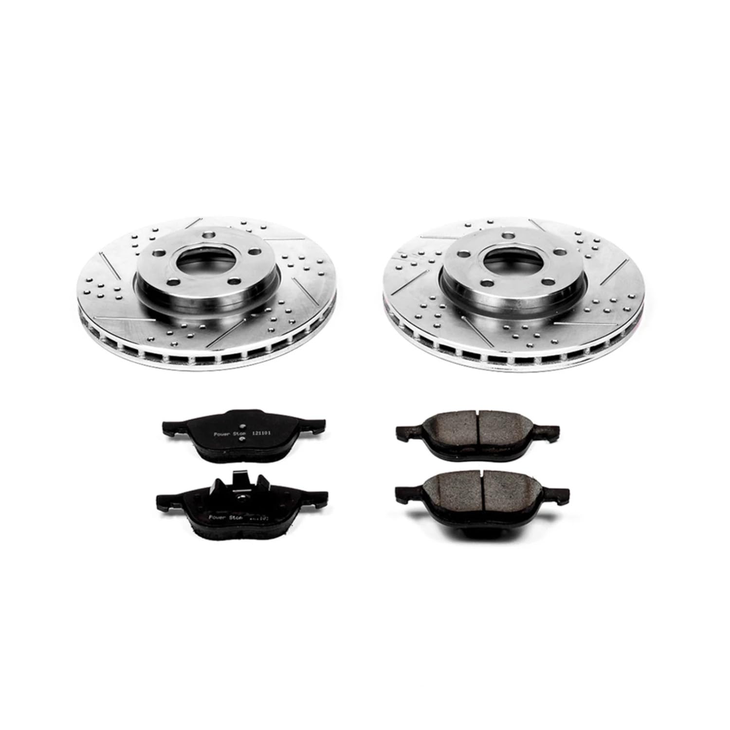 Power Stop K5976 Z23 Carbon Fiber Brake Pads with Drilled & Slotted Brake Rotors Kit Front