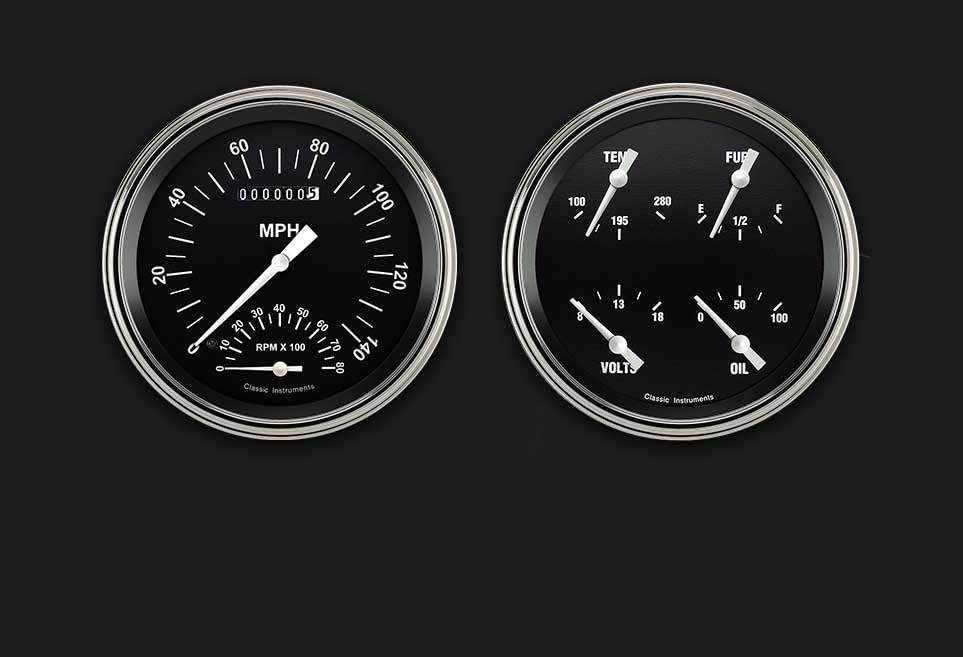 Hot Rod Classic Instruments HR62SLF Speedometer with Built in Tach & Quad Gauge - GM 4 5/8"