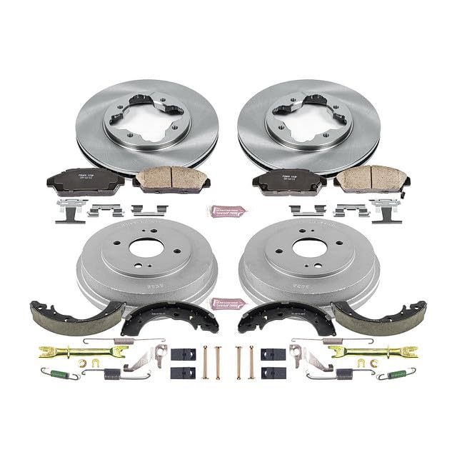 Power Stop Autospecialty KOE15104DK Front and Rear Replacement Brake Kit-OE Brake Drums & Ceramic Brake Pads For Honda Accord 1990-1993 [Model Specific]