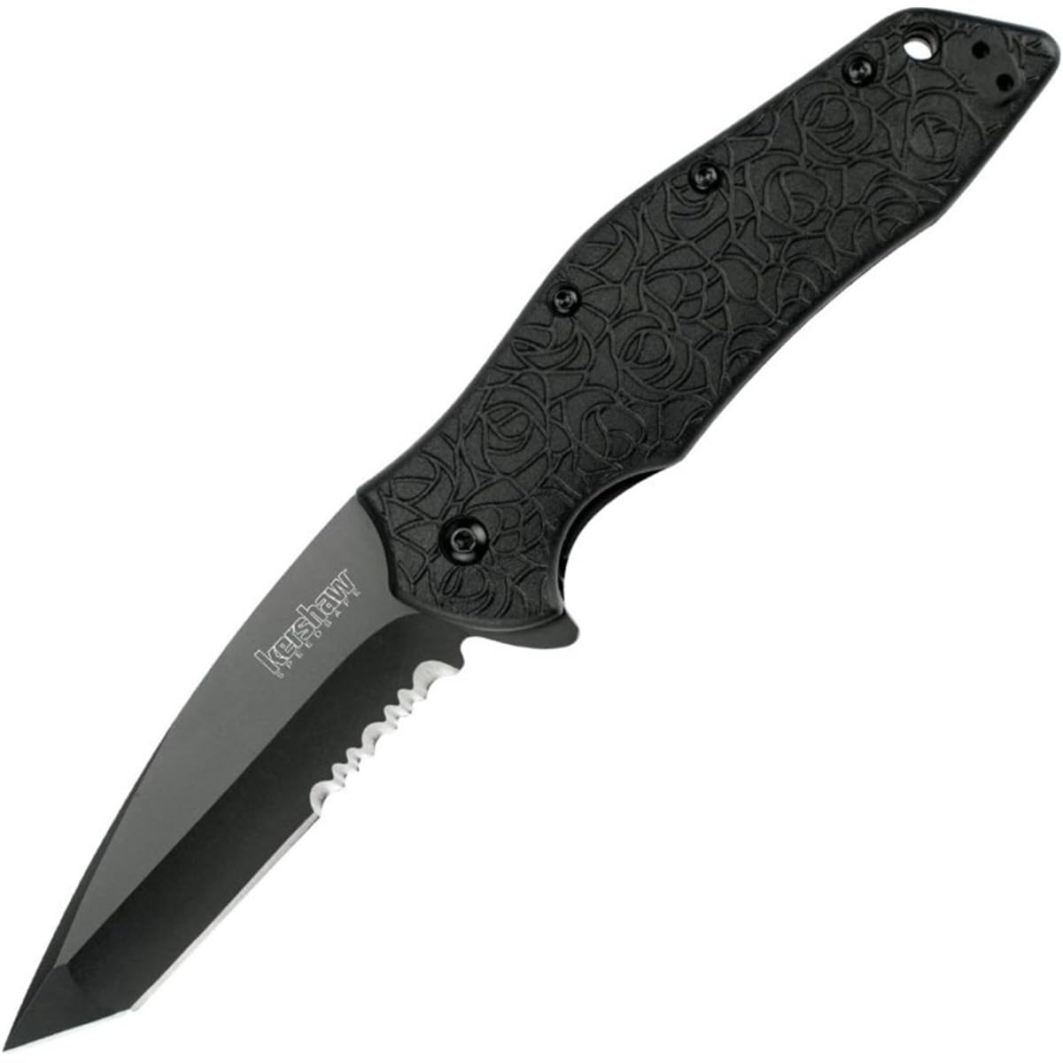 Kershaw Tanto Kuro Assisted Opening Knife (3.125" Black Serr) 1835TBLKST
