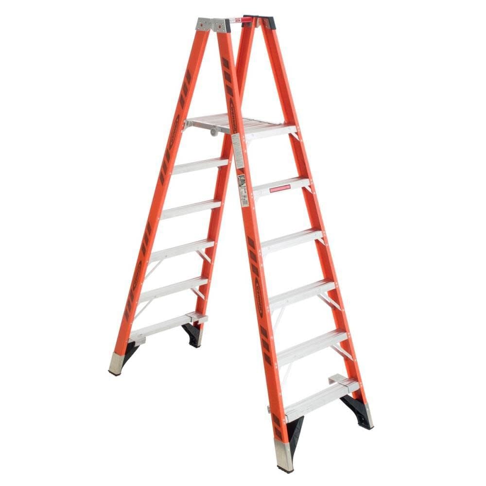Twin Werner Platform Ladder (PT7406), Fiberglass