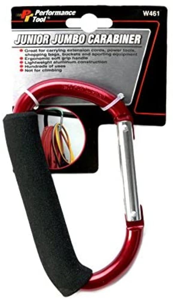 5-Inch Junior Jumbo Carabiner Performance Tool W461 - Heavy Duty Aluminum Carabiner Clip with Locking Mechanism for Outdoor Activities and Camping Gear
