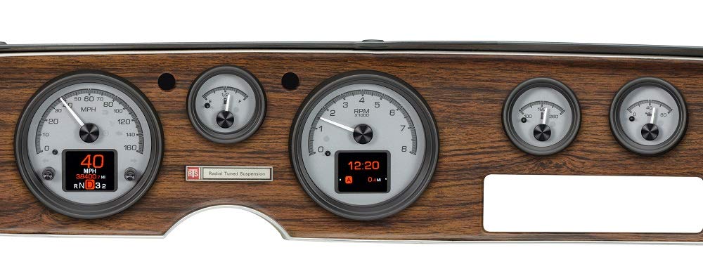 Dakota Digital HDX-70P-FIR-S Analog Gauge Instrument System Compatible with 1970-81 Pontiac Firebird Silver Alloy
