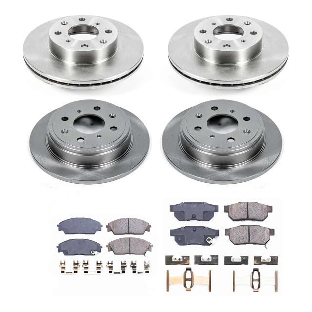 Power Stop Autospecialty KOE4217 Front and Rear Replacement Brake Kit-OE Brake Rotors & Ceramic Brake Pads For Honda Prelude 1988-1990 [Model Specific]