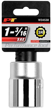 W34538 Performance Tool 3/4-Inch Drive 12-Point SAE Standard Socket, 1-3/16-Inch