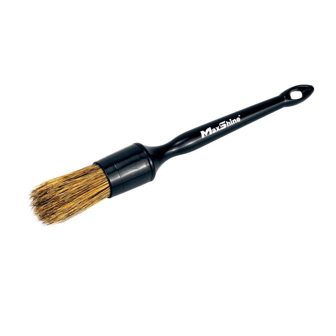 Maxshine Premium Universal Natural Boar’s Hair Detailing Brush #14 – Plastic Handle with No-Shed Bristles – Ideal for Cleaning Engines, Wheels, Interiors, Air Vents & More