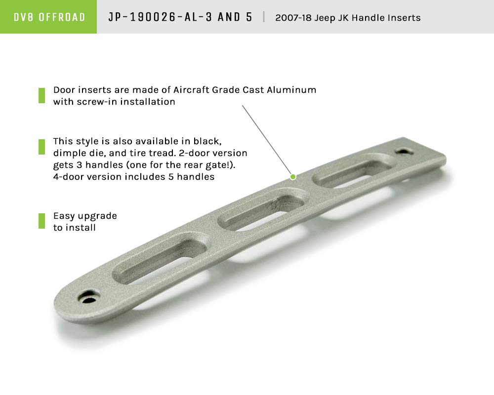 D-JP-190026-AL-5 | DV8 Offroad Door Handle Insert Set fits 2007-2018 Wrangler JK | Slotted Hole Design | Aluminum Construction