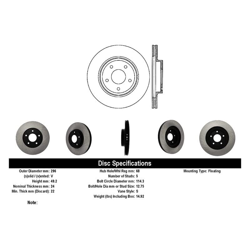 Premium Centric front rotor 296x24mm (2 required)