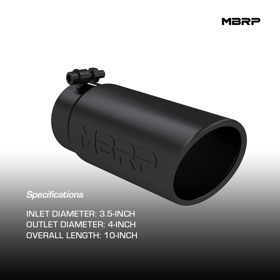 MBRP 4 O.D. Universal Tip Angled Rolled End 3.5 inlet 10 length- Black Finish