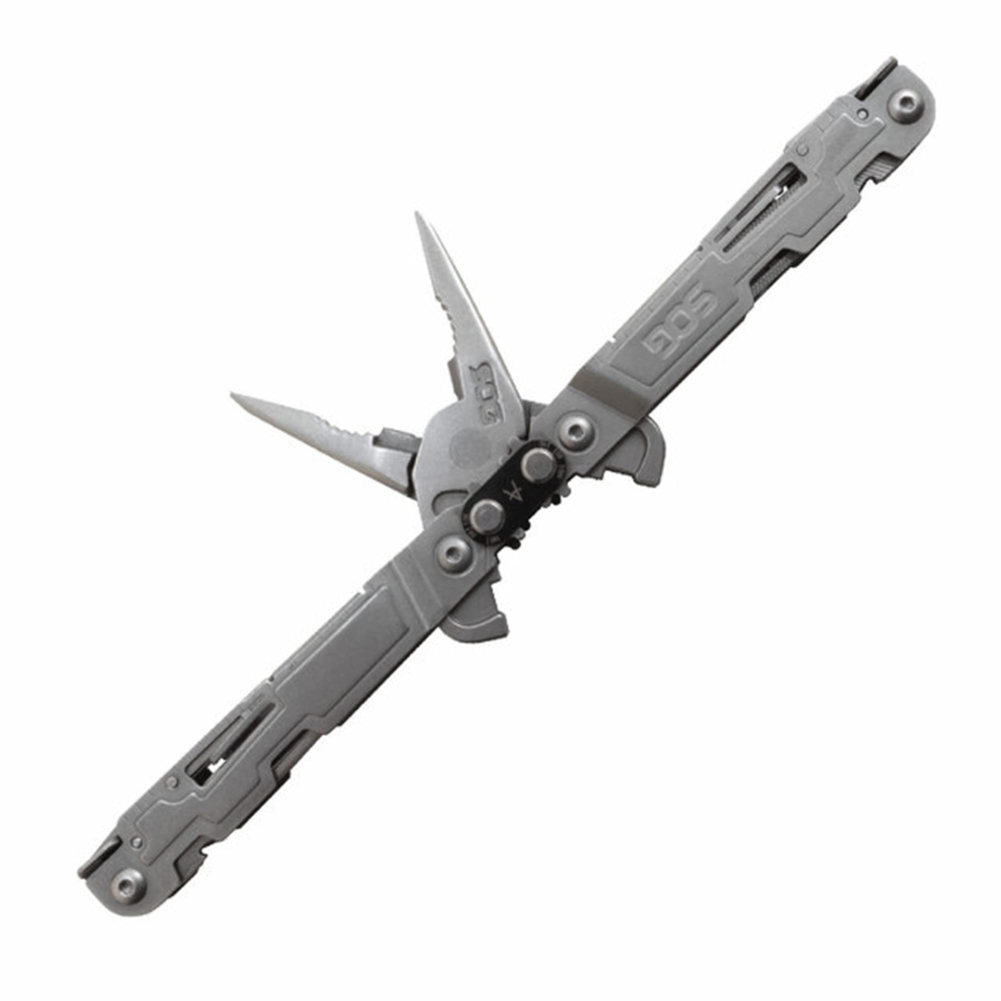 SOG One-Handed PowerAccess Lightweight Daily Pocketable Stainless Steel Multi-Tool for Backcountry 18 Tools, Stone Wash