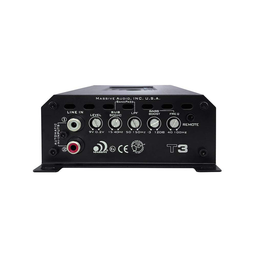 Massive Audio T3 1-Ohm Mono Block Marine Amplifier | 1400W RMS Waterproof Marine Amp, Compact Class D Power for Boats, UTV, ATV & Outdoor Systems