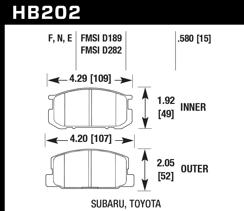 Hawk Performance Blue HB202E.580 9012 Motorsport Brake Pads