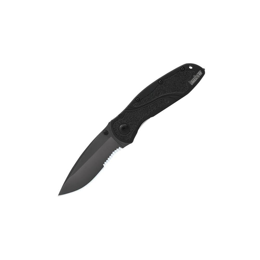 Kershaw Pocket Knife Blur Glassbreaker, Black, 3.4 Inch Recurve Partially Serrated Blade, EDC with Assisted Opening, USA Made, Reversible Pocketclip, Everyday Carry Pocket Knife for Men and Women
