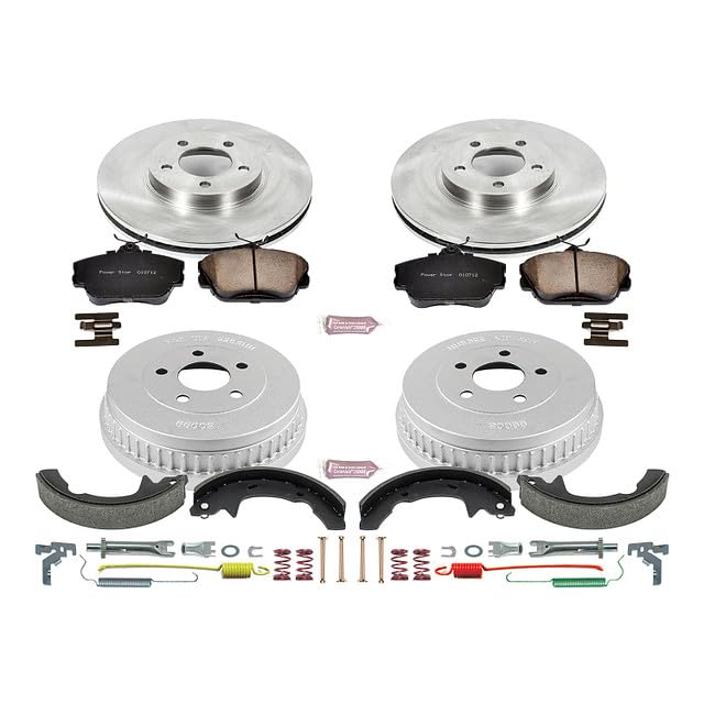 Power Stop KOE15102DK Front and Rear Replacement Brake Kit-OE Brake Drums & Ceramic Brake Pads For Ford Taurus 2001-2007, Mercury Sable 2001-2005 [Model Specific]