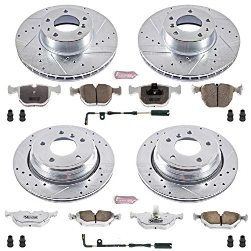 K509-26 Power Stop Front and Rear Z26 Carbon Fiber Brake Pads with Drilled & Slotted Brake Rotors Kit For BMW 540i 1999-2000 [Model Specific]