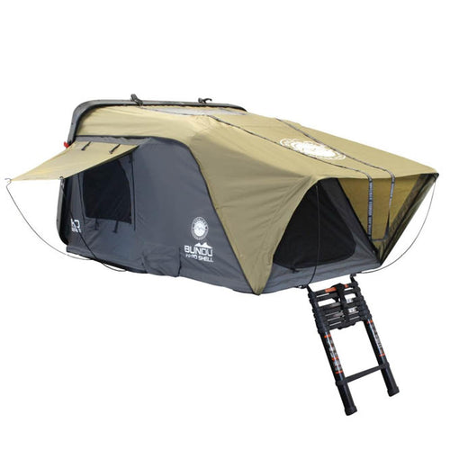 Overland Vehicle Systems 2 Person HD Bundu Cantilever Hard Shell Roof Top Tent, Grey Shell, Grey Body & Green Rainfly - Included Anti-Condensation Mat