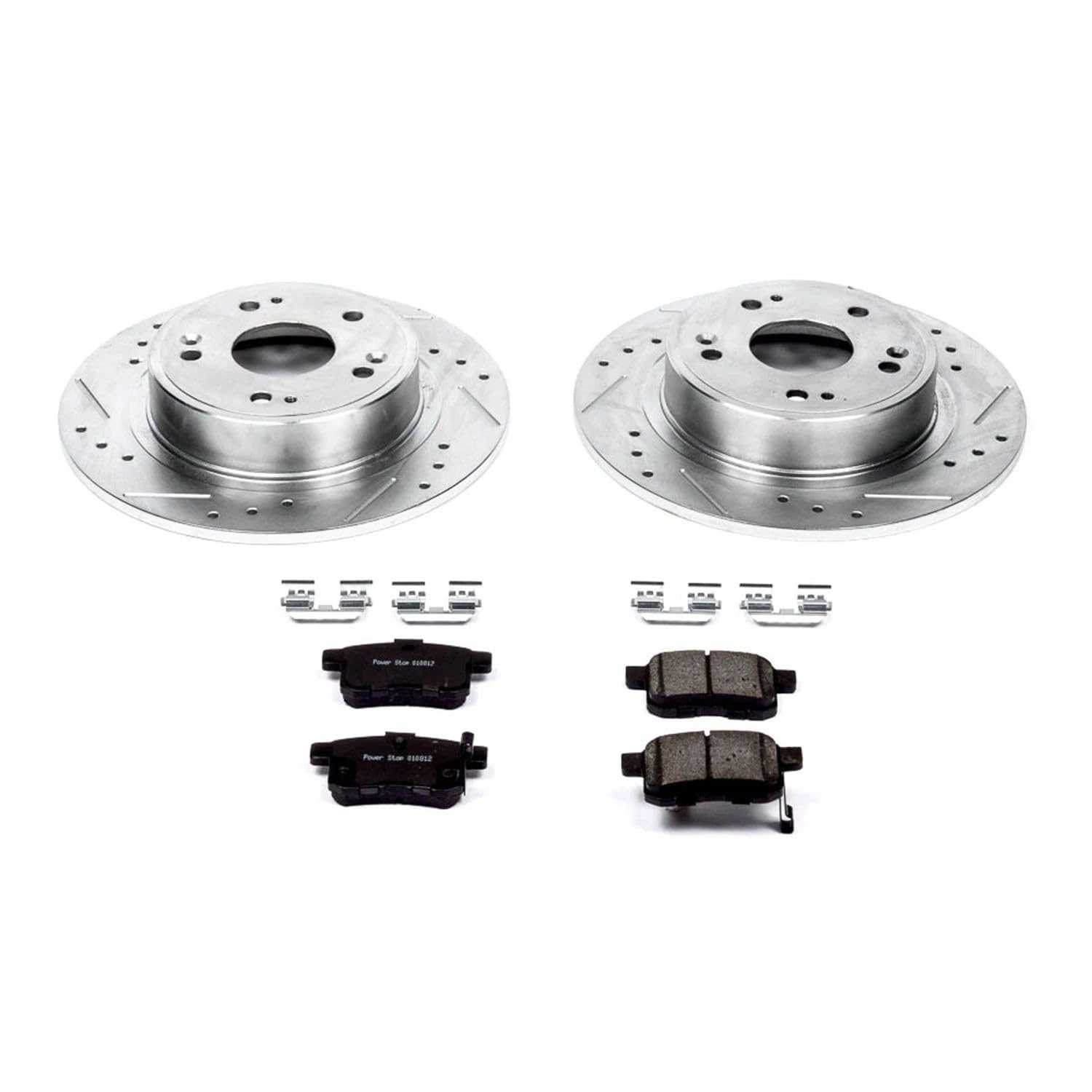 Power Stop K3127 Brake Pads Rear Z23 Carbon Fiber with Drilled and Slotted Brake Rotors Kit For 2009 2010 Acura TSX | 2008 2009 2010 Honda Accord Coupe, Sedan